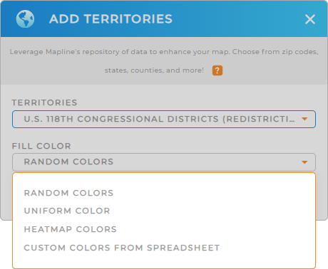 Color-code your  U.S. congressional districts territory map in seconds