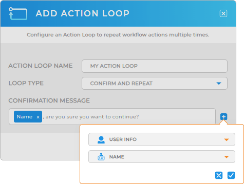 Add action loop: confirm and repeat