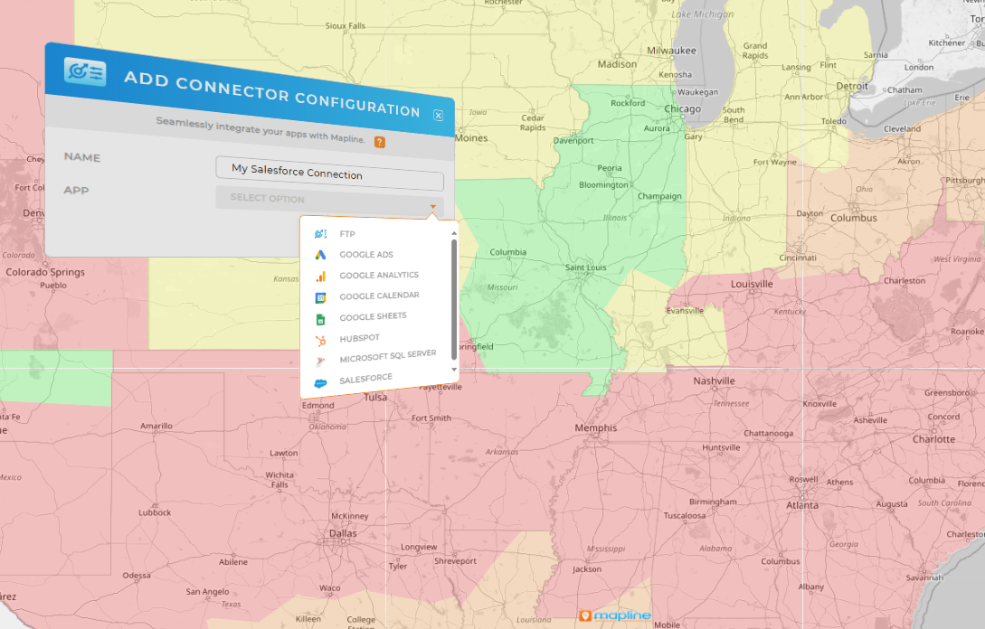 Add connectors and integrations in Mapline