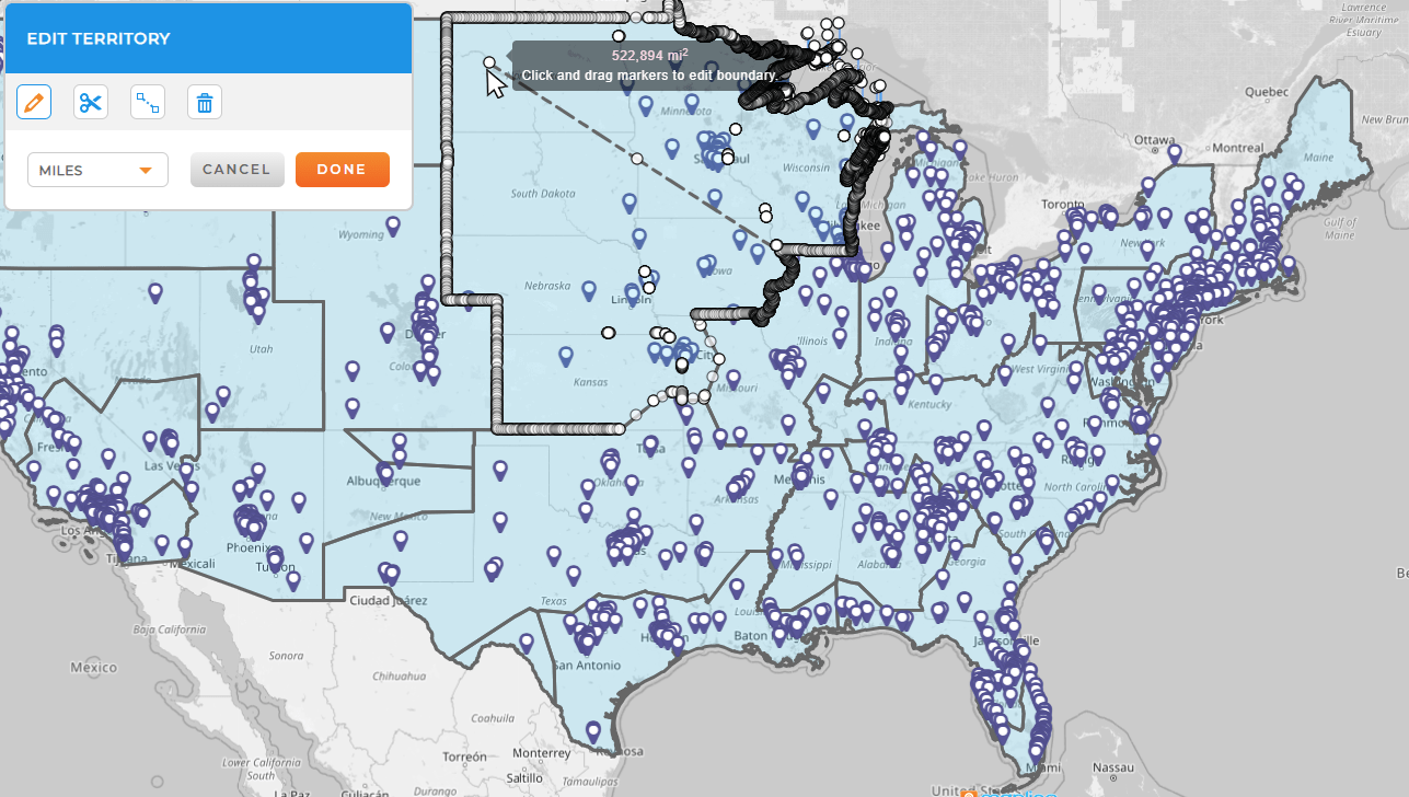 Easily create map territories that match your business needs